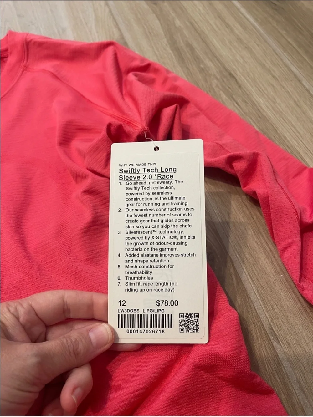 NWT Lululemon Swiftly Tech Long Sleeve Shirt 2.0 *Race Length Lip Gloss Sz 12